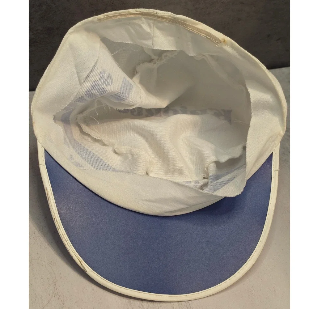 Vintage Marian Knights Painter Hat Lov Ya Blue White Canvas Cap Blue Brim Mens